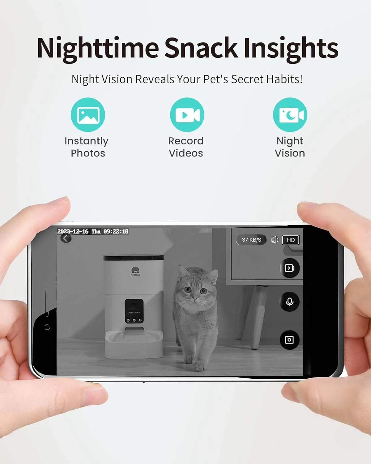 6L Automatic Pet Feeder with 1080P Camera, App Control, and Voice Recorder