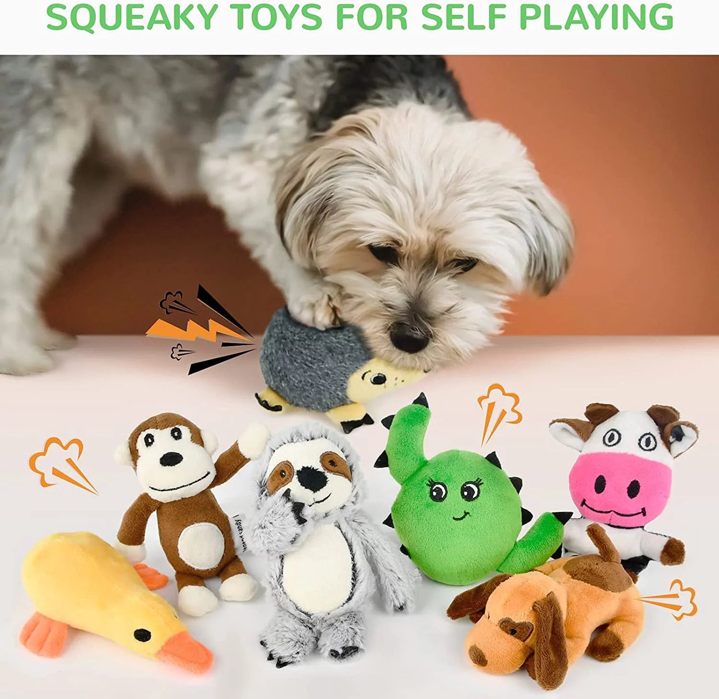 12-Pack Squeaky Dog Toys for Small Puppies