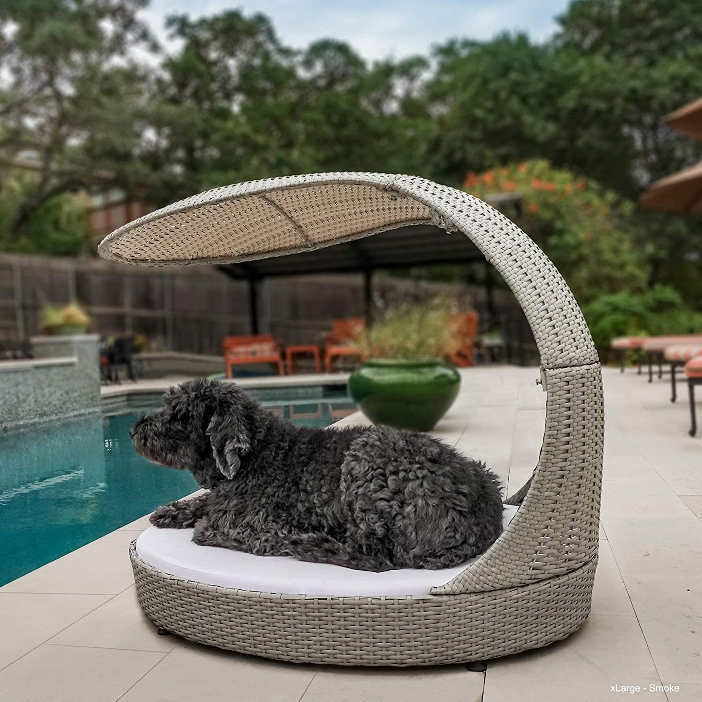 Outdoor Dog Chaise Bed with Shade Hood