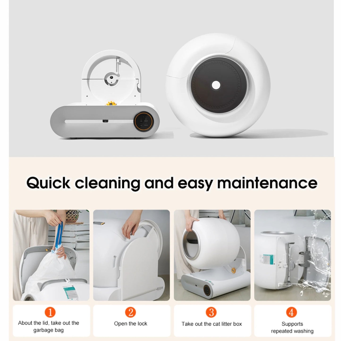 Automatic Self-Cleaning Cat Litter Box with App Control & Safety Features