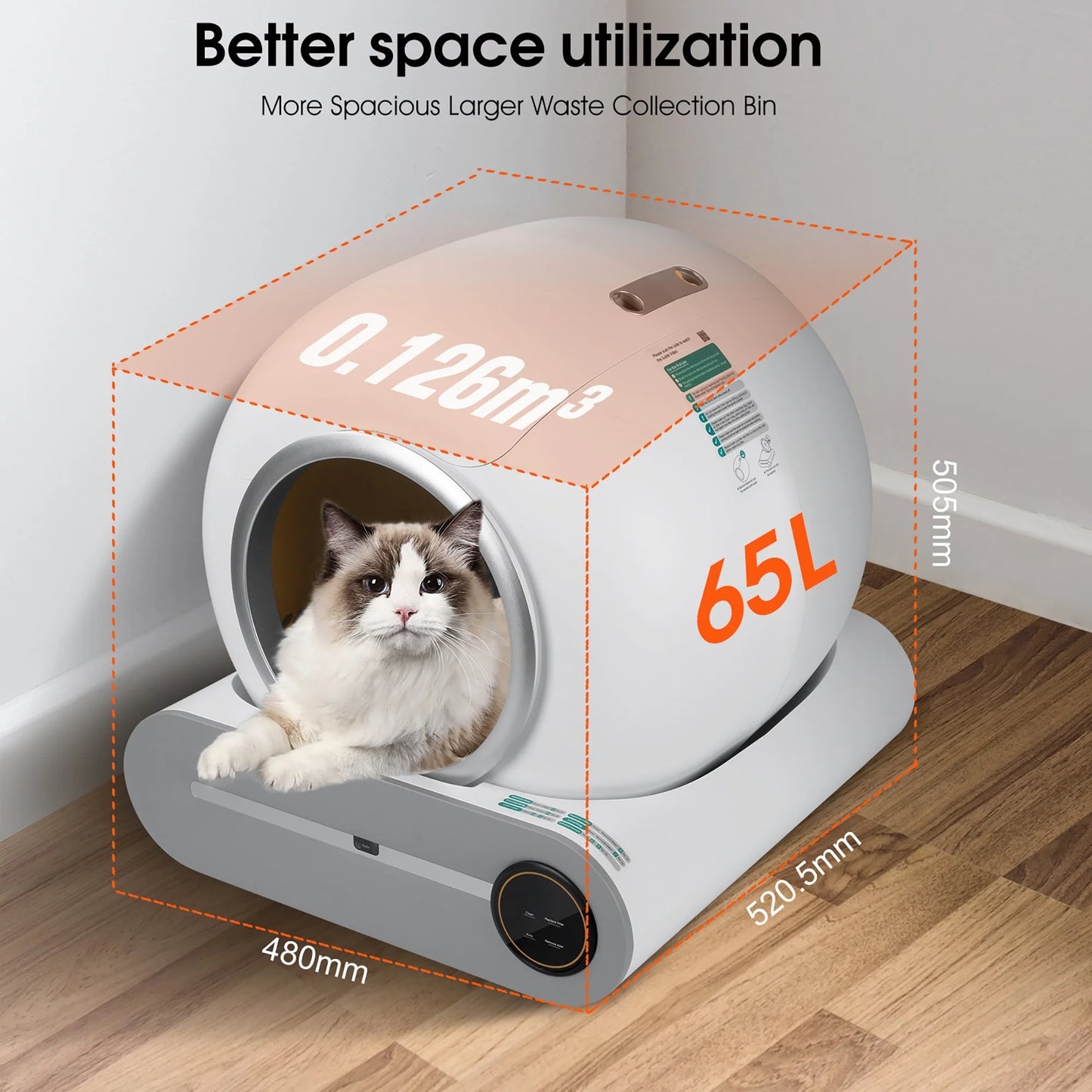 Automatic Self-Cleaning Cat Litter Box with App Control & Safety Features