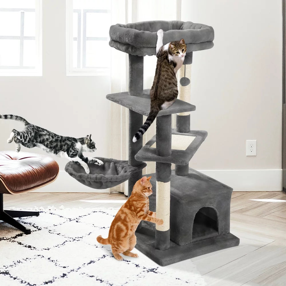 45-Inch Multi-Level Cat Tree with Scratching Posts, Condo, Hammock & Perch