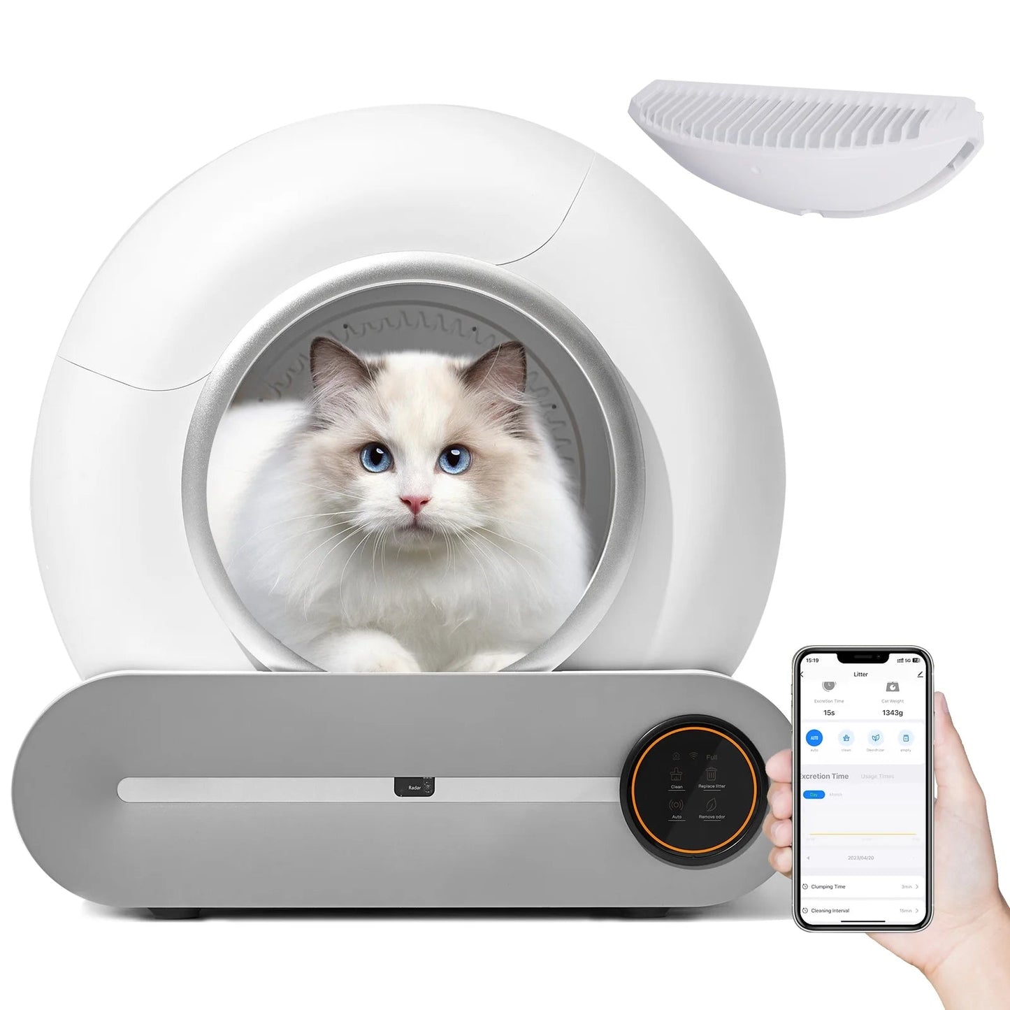 Automatic Self-Cleaning Cat Litter Box with App Control & Safety Features