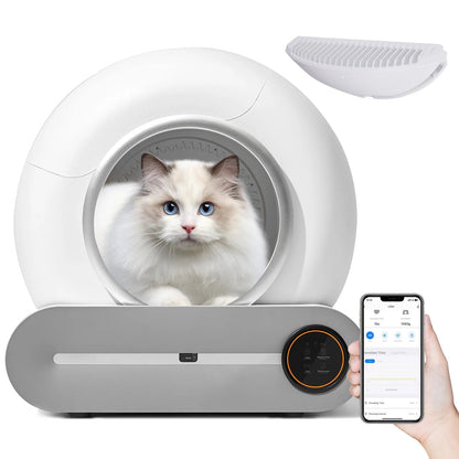 Automatic Self-Cleaning Cat Litter Box with App Control & Safety Features