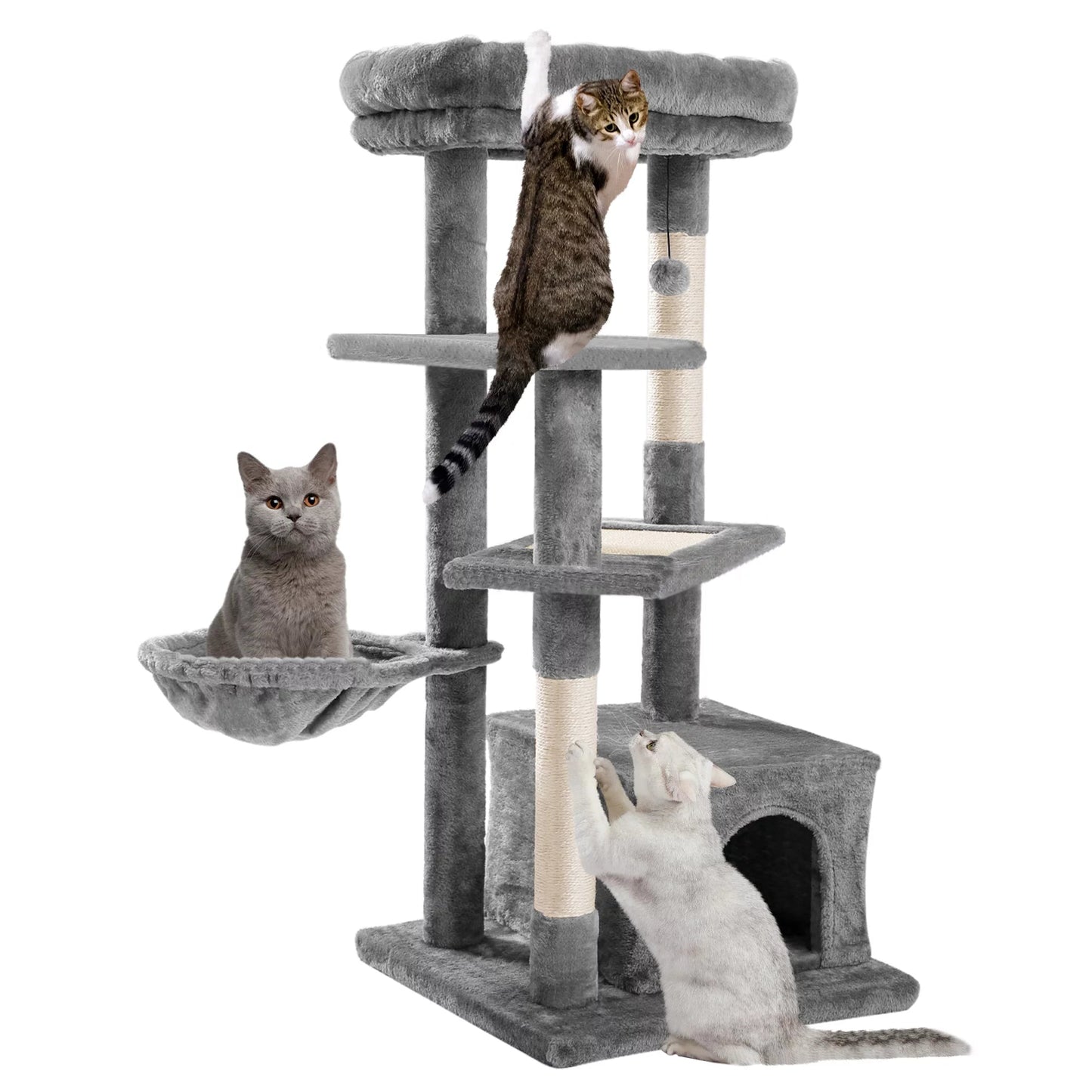 45-Inch Multi-Level Cat Tree with Scratching Posts, Condo, Hammock & Perch