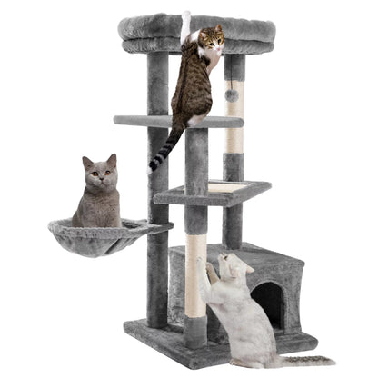 45-Inch Multi-Level Cat Tree with Scratching Posts, Condo, Hammock & Perch