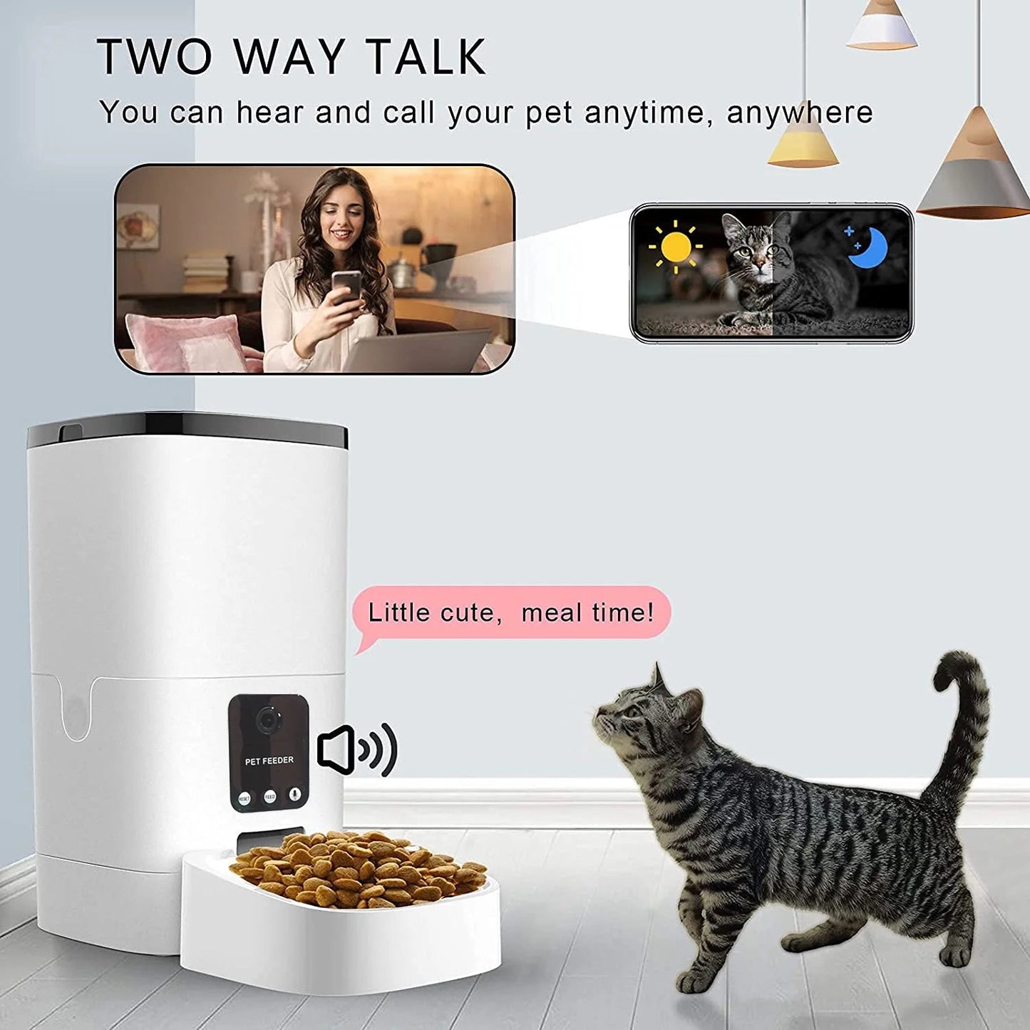 6L Automatic Pet Feeder with 1080P Camera, App Control, and Voice Recorder