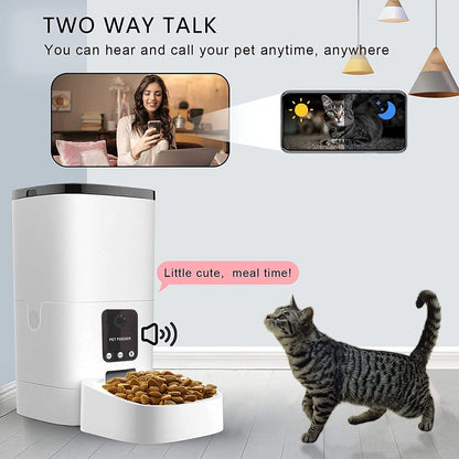 6L Automatic Pet Feeder with 1080P Camera, App Control, and Voice Recorder