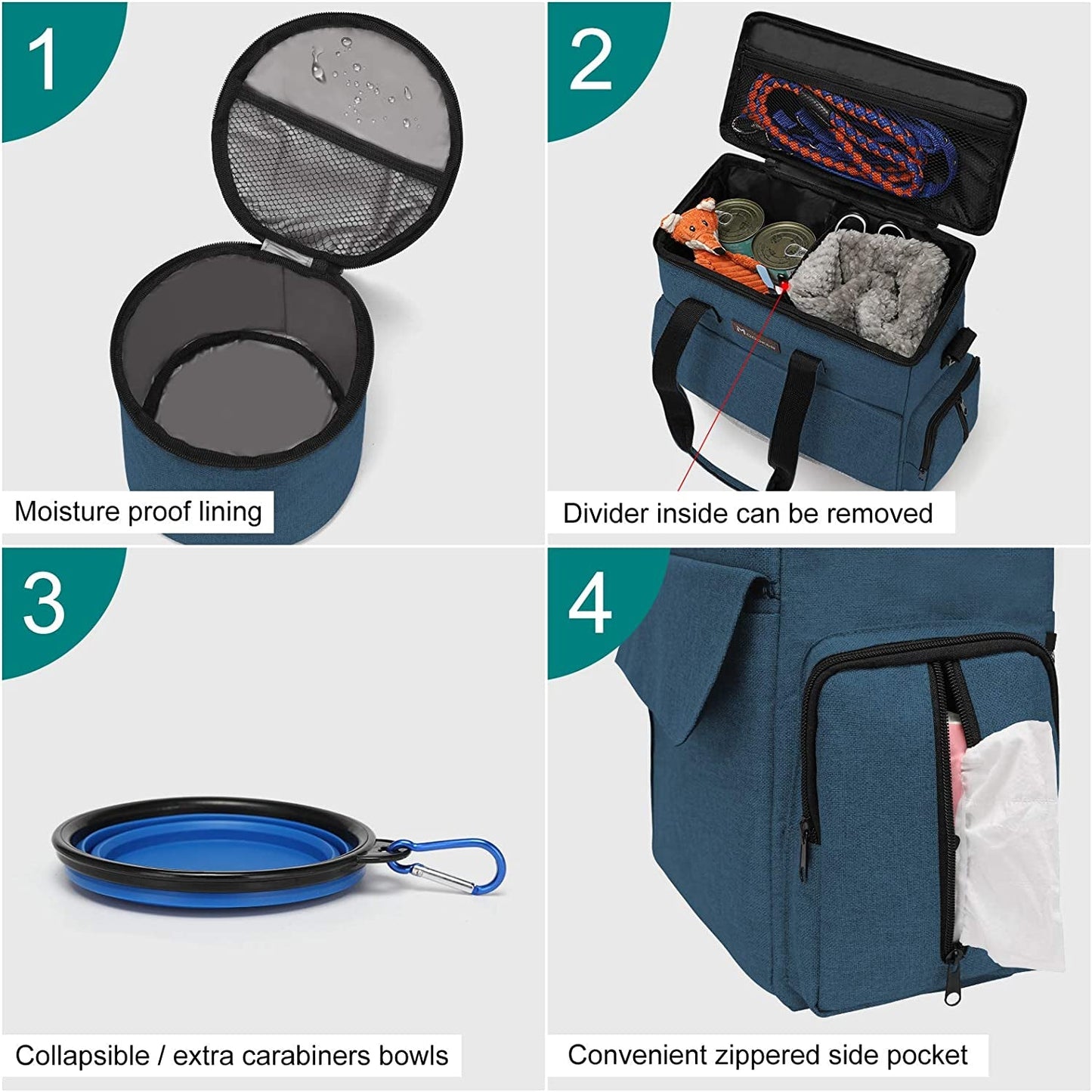 Dog Travel Kit: Bag, Collapsible Bowls, and Food Containers