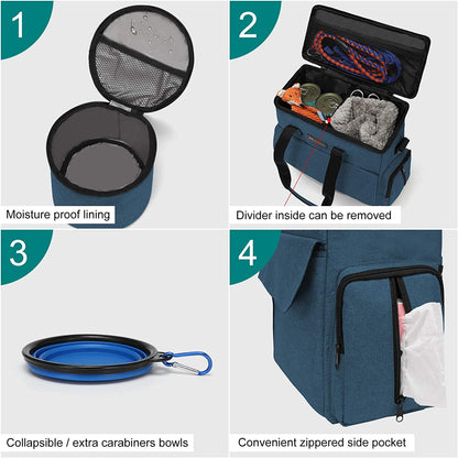 Dog Travel Kit: Bag, Collapsible Bowls, and Food Containers
