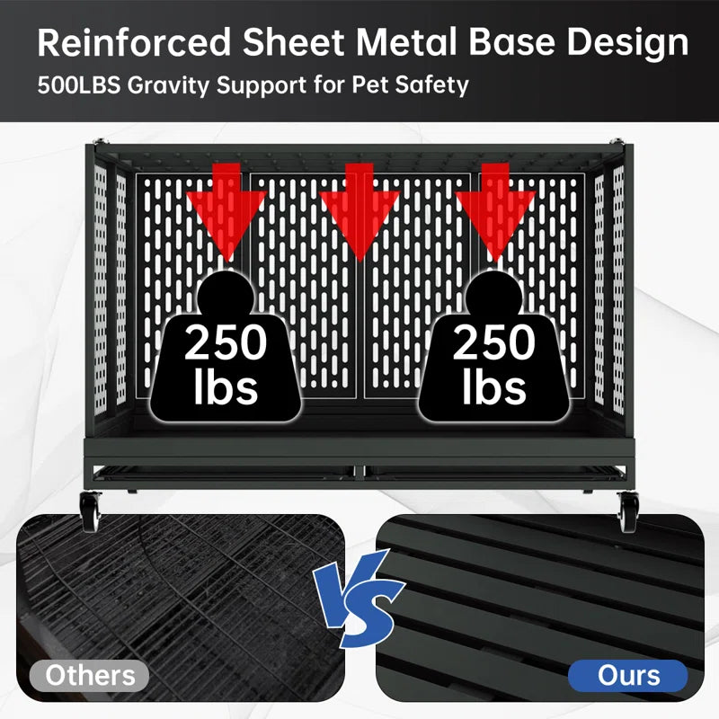 48" Heavy-Duty Dog Crate with Wheels