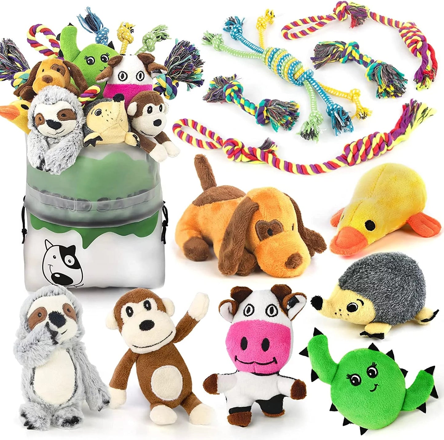 12-Pack Squeaky Dog Toys for Small Puppies