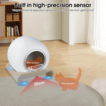Automatic Self-Cleaning Cat Litter Box with App Control & Safety Features