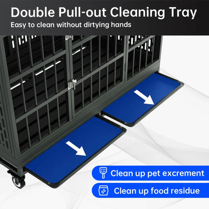 48" Heavy-Duty Dog Crate with Wheels