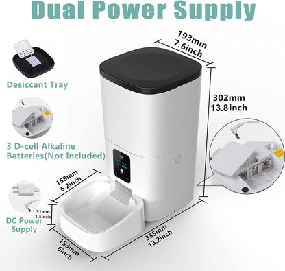 6L Automatic Pet Feeder with 1080P Camera, App Control, and Voice Recorder