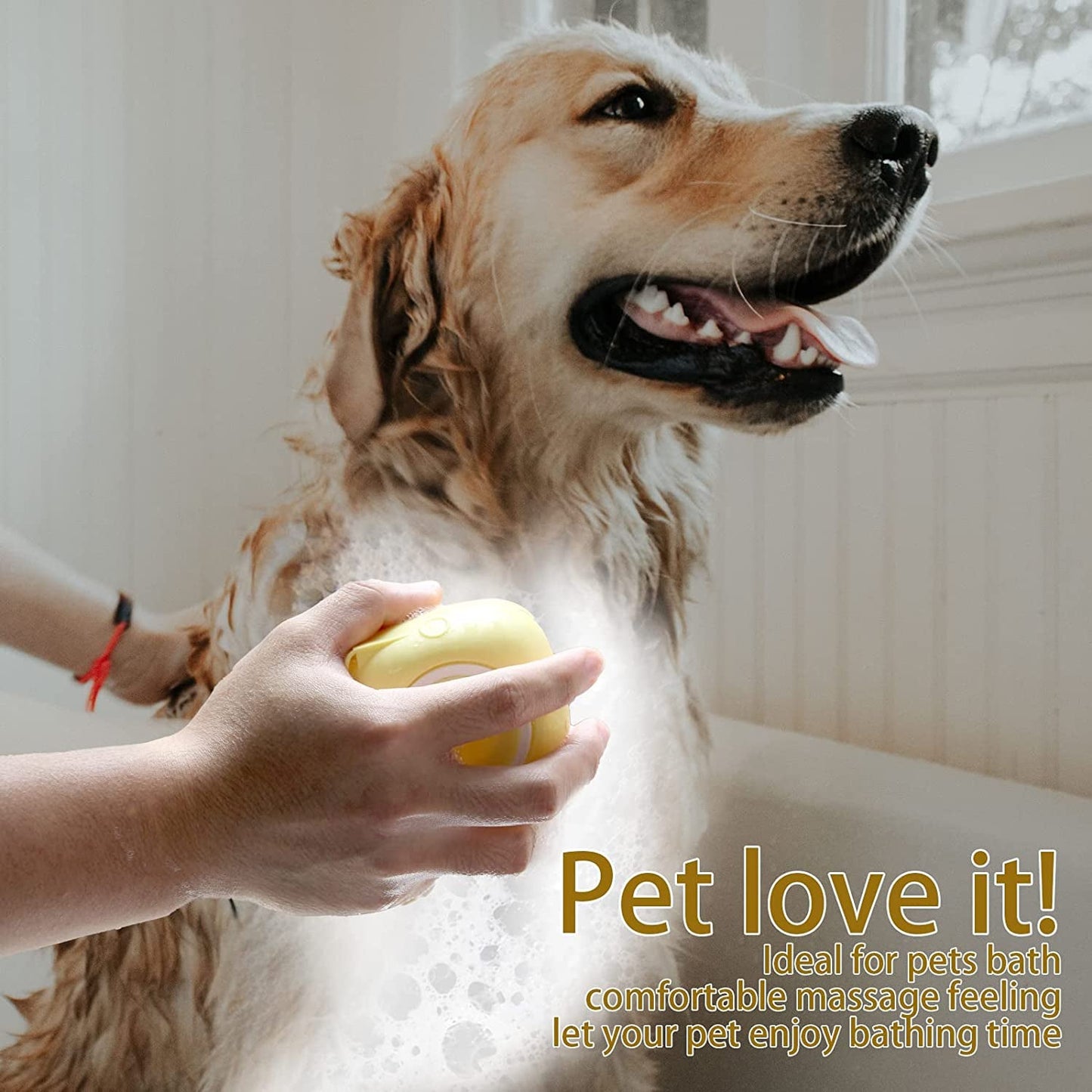 Dog Bath Brush with Shampoo Dispenser