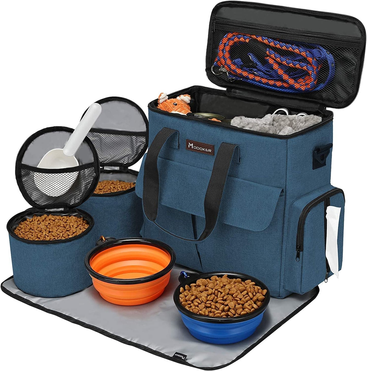Dog Travel Kit: Bag, Collapsible Bowls, and Food Containers