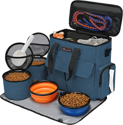 Dog Travel Kit: Bag, Collapsible Bowls, and Food Containers