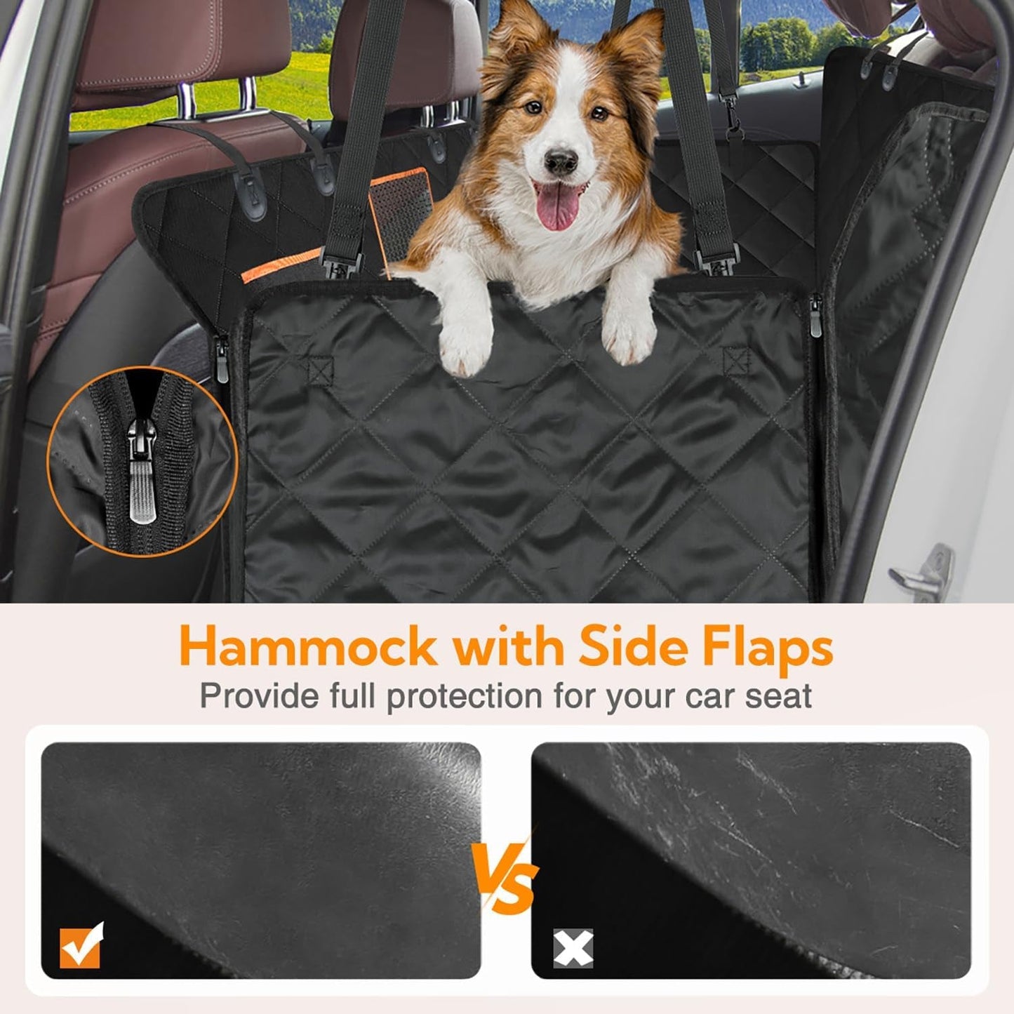 Waterproof Dog Car Seat Cover with Mesh Window – Non-Slip Hammock