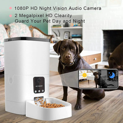6L Automatic Pet Feeder with 1080P Camera, App Control, and Voice Recorder