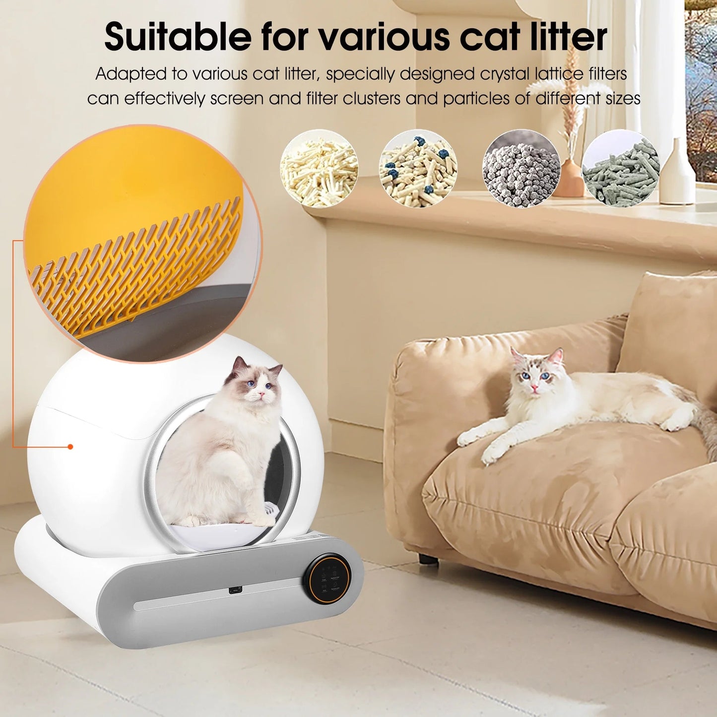 Automatic Self-Cleaning Cat Litter Box with App Control & Safety Features