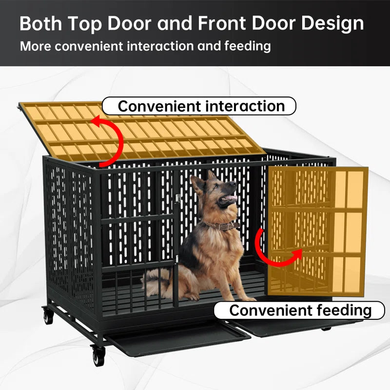 48" Heavy-Duty Dog Crate with Wheels