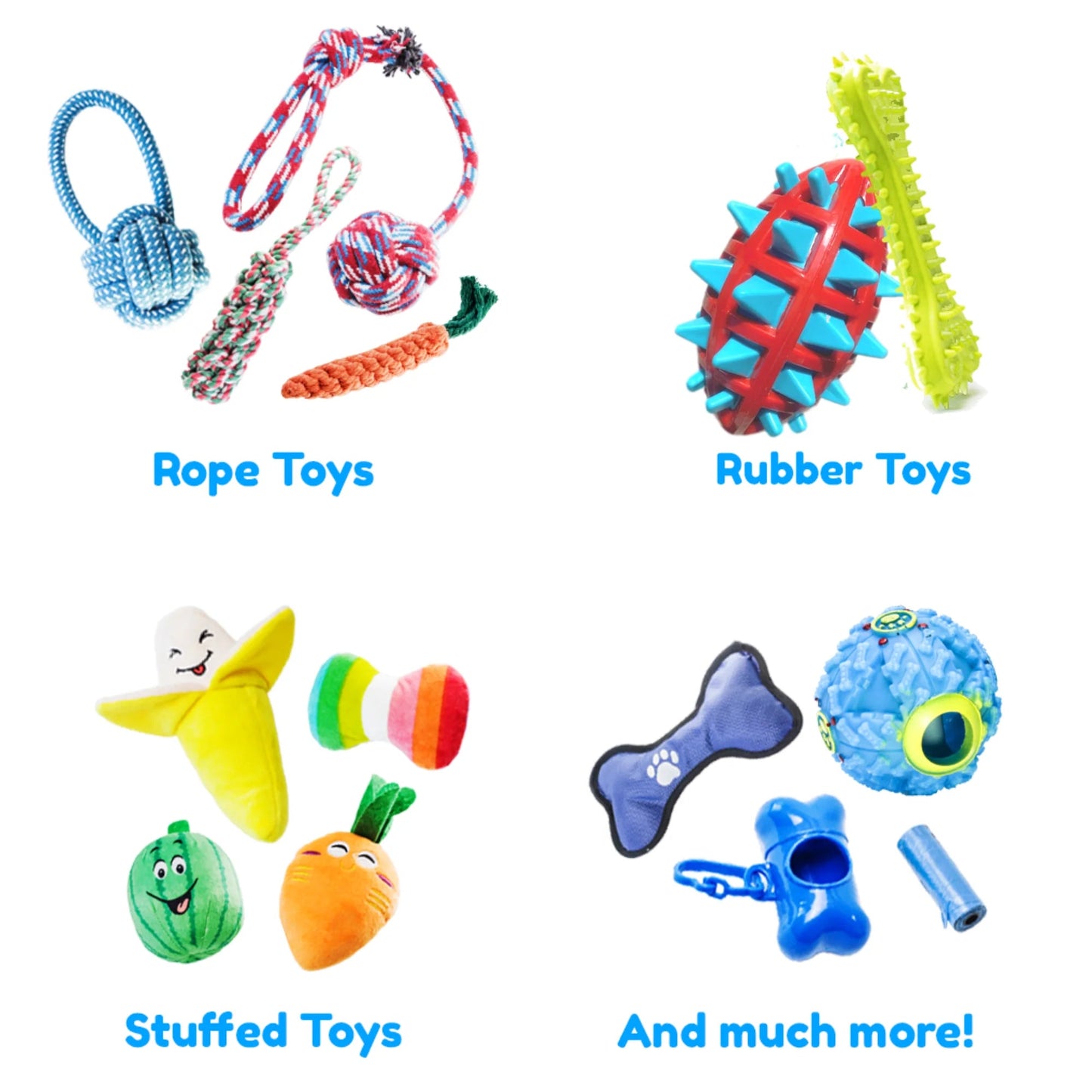 Pacific Pups 18-Pack Dog Chew Toys: Rope & Plush