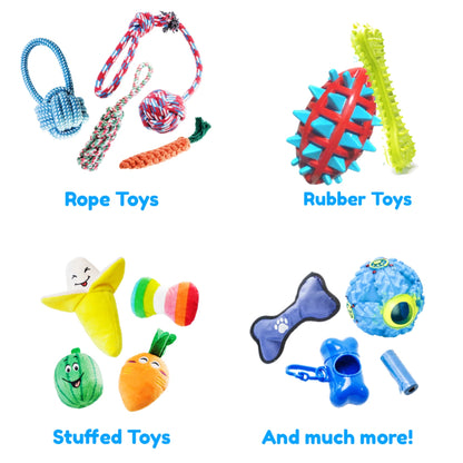Pacific Pups 18-Pack Dog Chew Toys: Rope & Plush