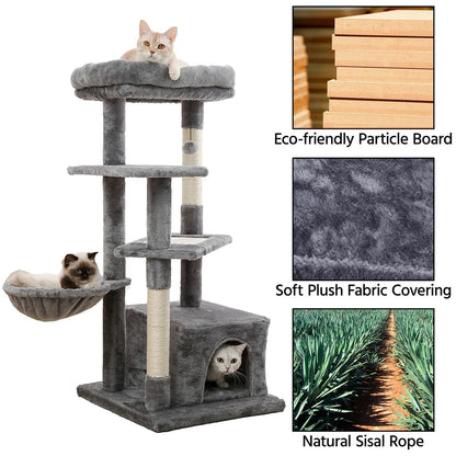 45-Inch Multi-Level Cat Tree with Scratching Posts, Condo, Hammock & Perch
