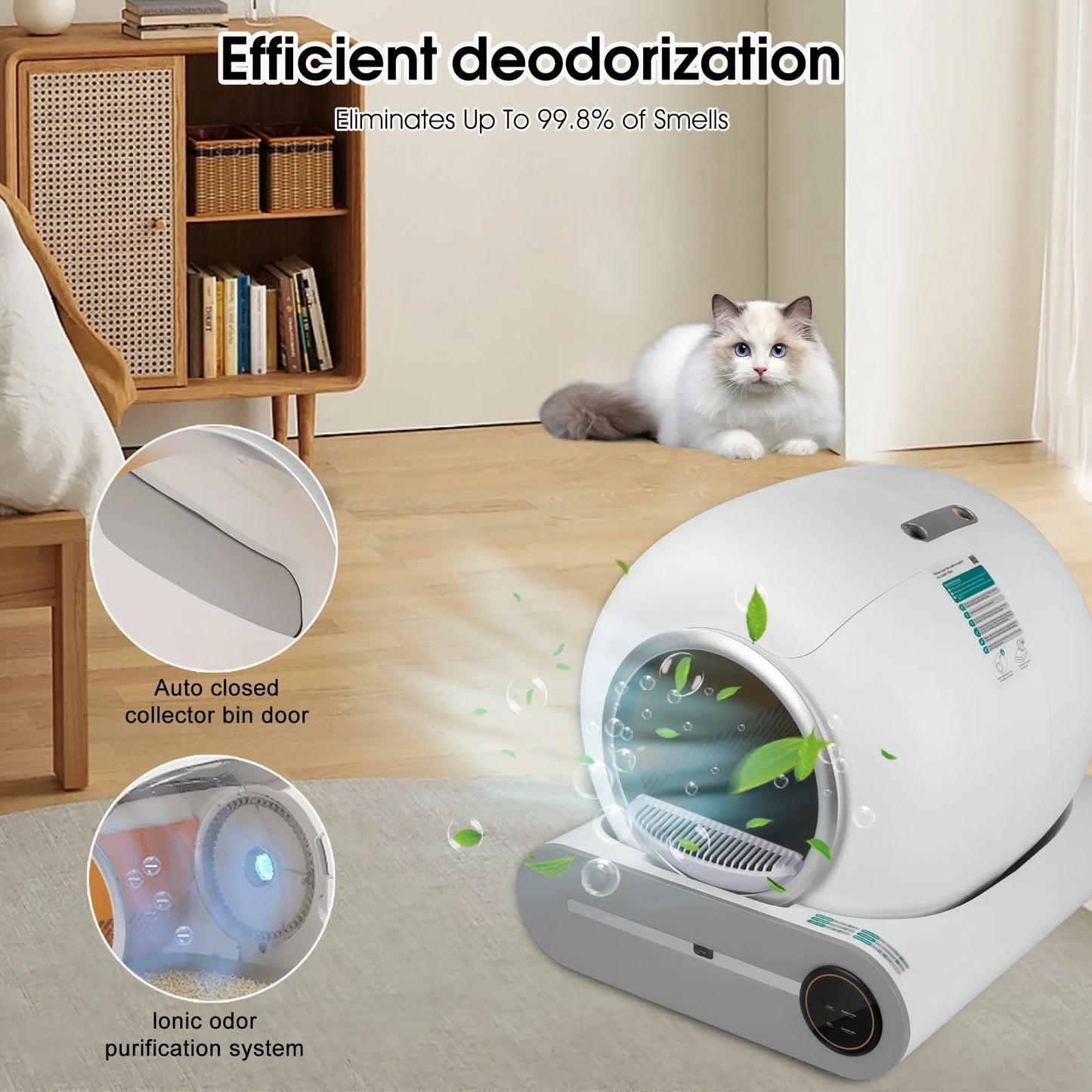 Automatic Self-Cleaning Cat Litter Box with App Control & Safety Features