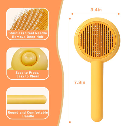 Self-Cleaning Cat & Dog Brush with One-Click Release