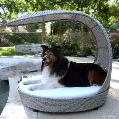 Outdoor Dog Chaise Bed with Shade Hood