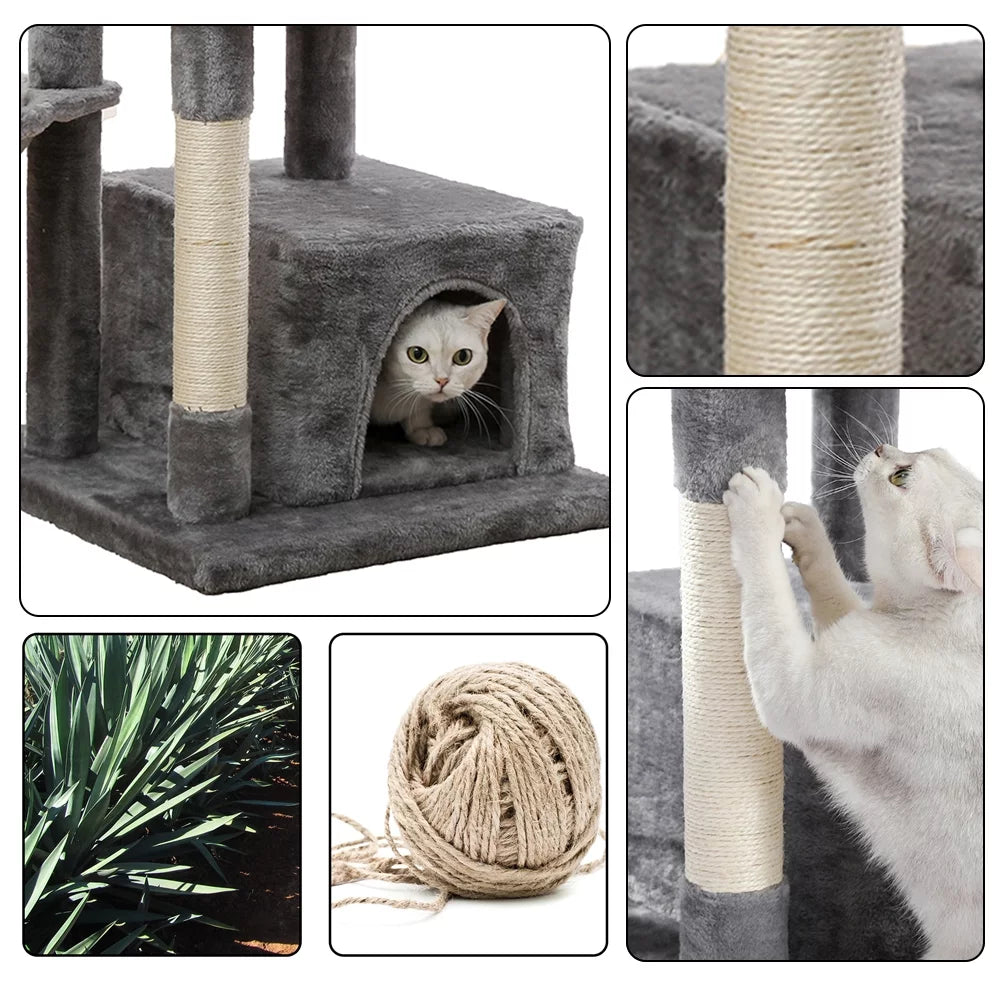 45-Inch Multi-Level Cat Tree with Scratching Posts, Condo, Hammock & Perch