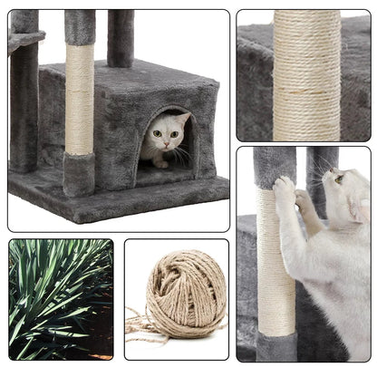 45-Inch Multi-Level Cat Tree with Scratching Posts, Condo, Hammock & Perch