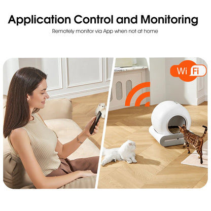 Automatic Self-Cleaning Cat Litter Box with App Control & Safety Features