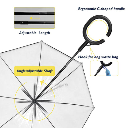 Clear Dog Umbrella with Flexible Handle and Rope for Small Pets