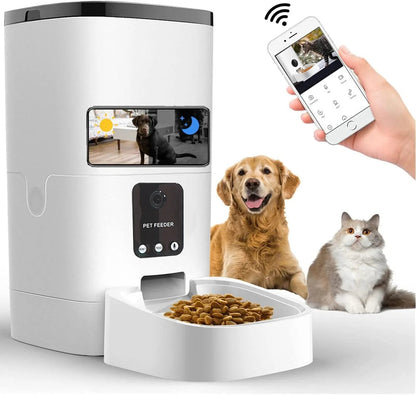 6L Automatic Pet Feeder with 1080P Camera, App Control, and Voice Recorder