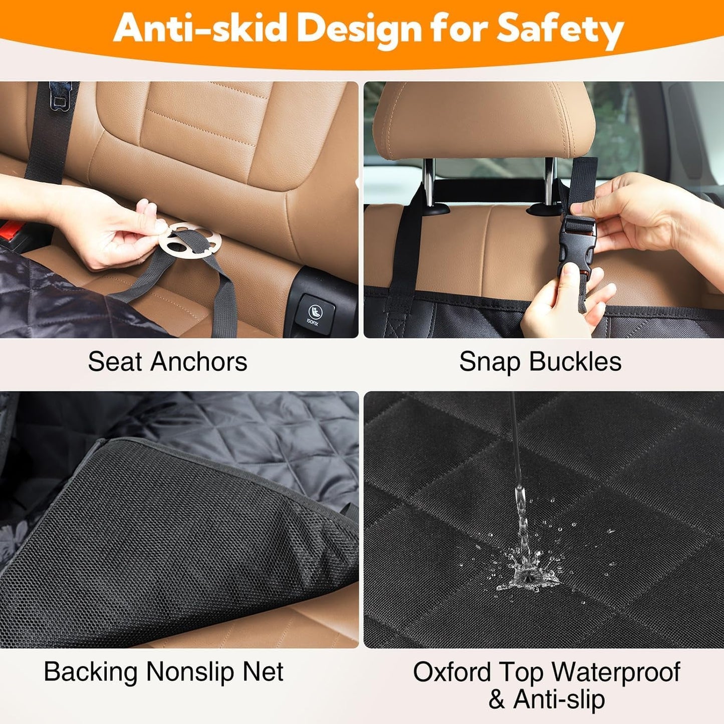 Waterproof Dog Car Seat Cover with Mesh Window – Non-Slip Hammock