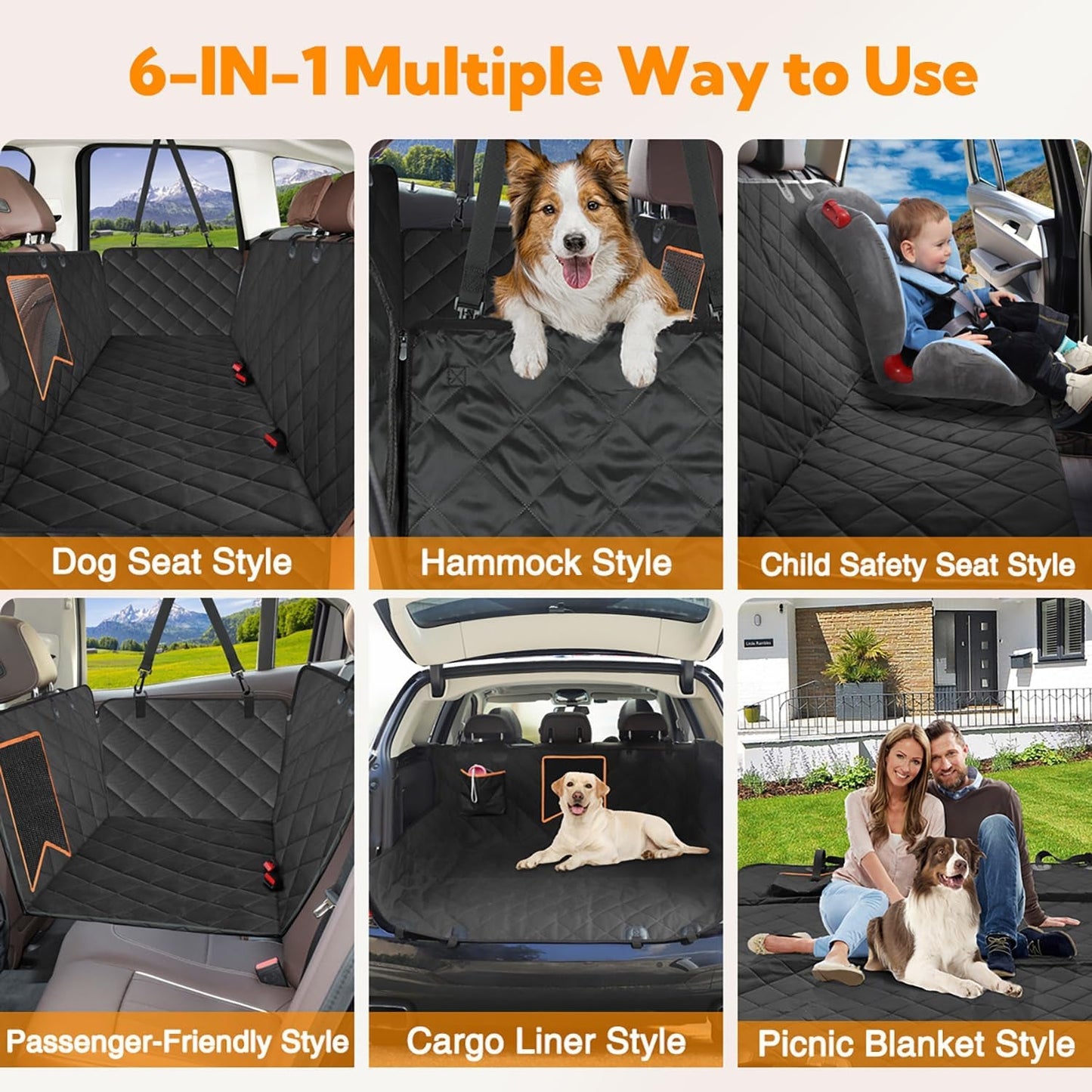 Waterproof Dog Car Seat Cover with Mesh Window – Non-Slip Hammock