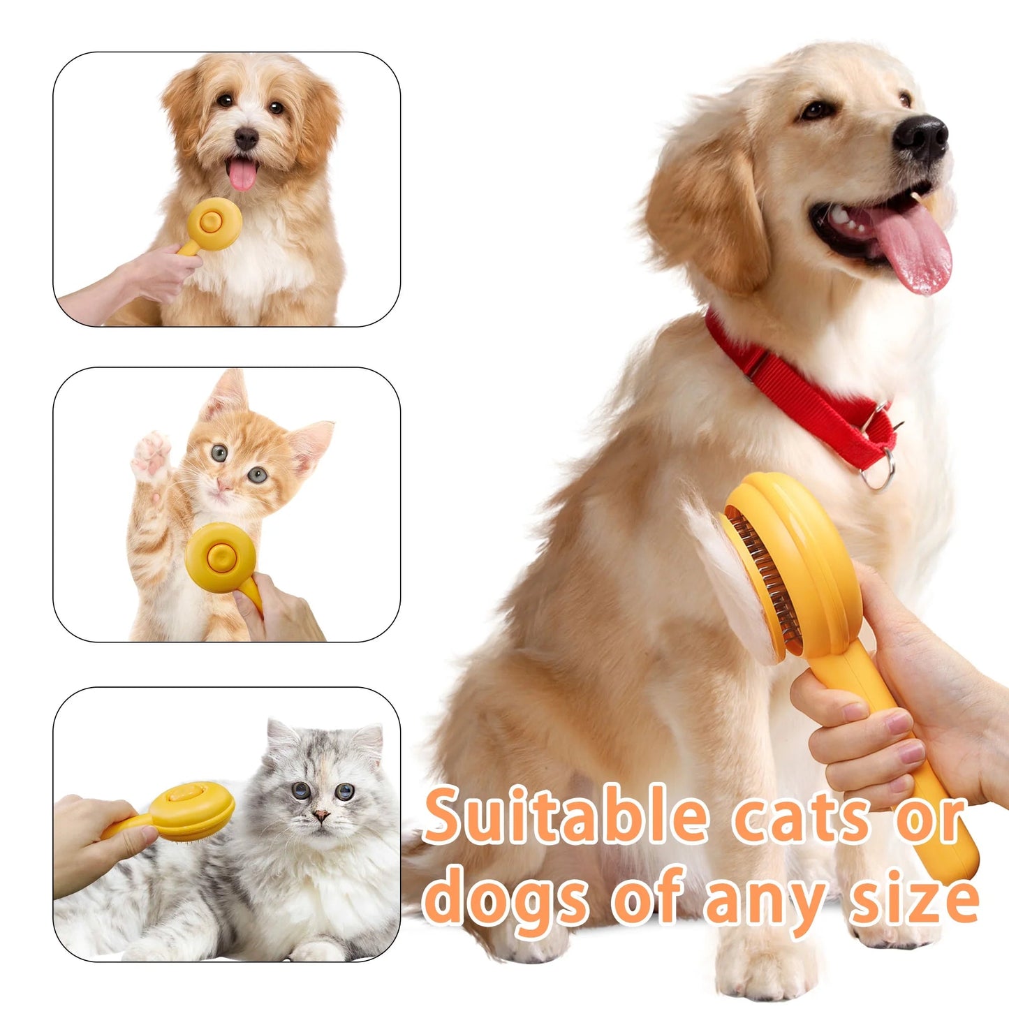 Self-Cleaning Cat & Dog Brush with One-Click Release