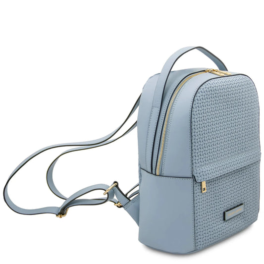 Dedalo Woven Italian Leather Backpack | Full-Grain Printed Leather
