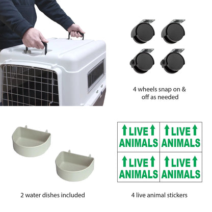 Plastic Dog IATA Airline Approved Kennel Carrier, Large