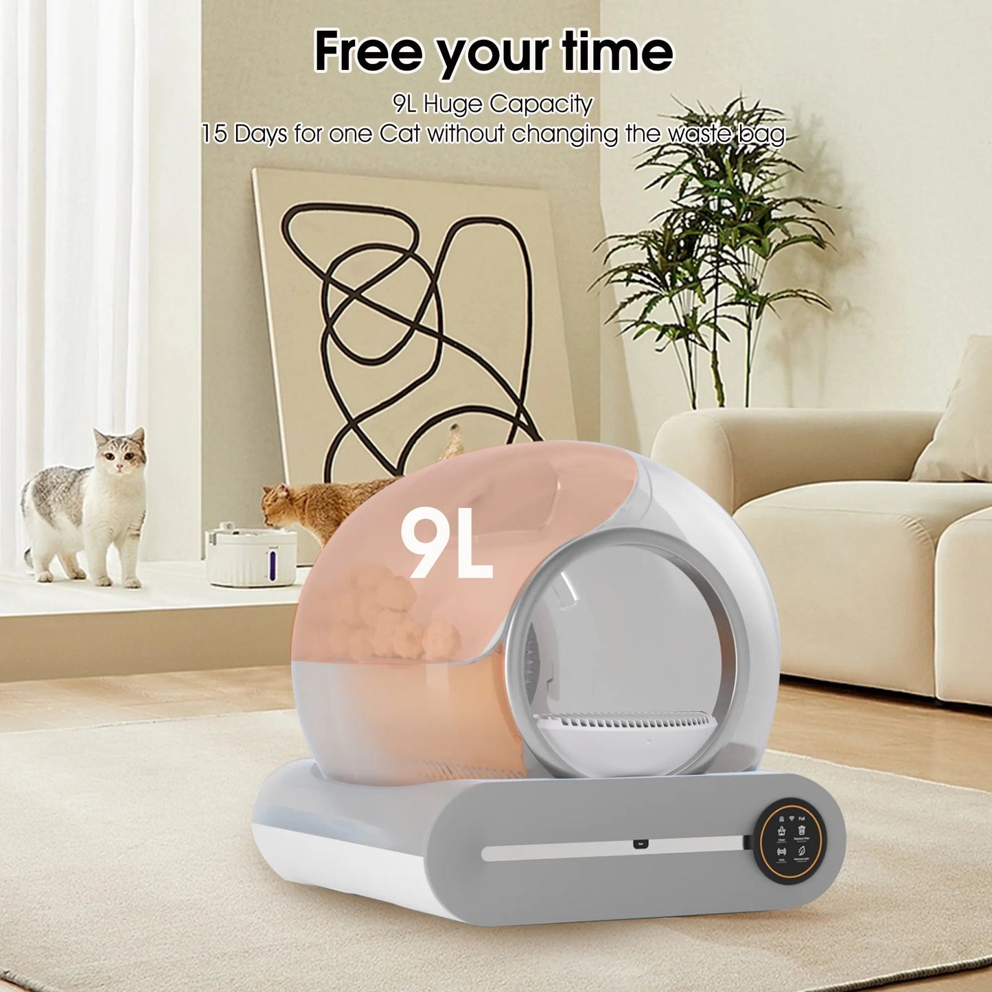 Automatic Self-Cleaning Cat Litter Box with App Control & Safety Features