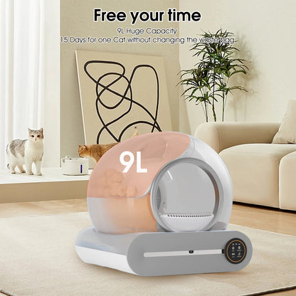 Automatic Self-Cleaning Cat Litter Box with App Control & Safety Features