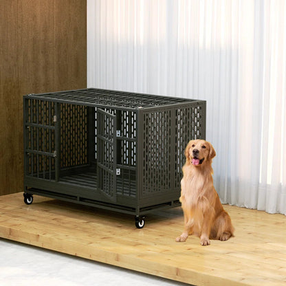 48" Heavy-Duty Dog Crate with Wheels
